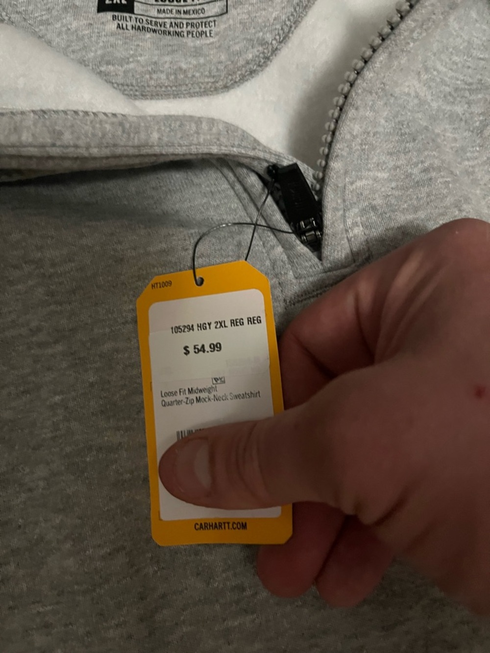 Carhartt Heather Gray Quarter-Zip Pullover - Picture 3 of 4